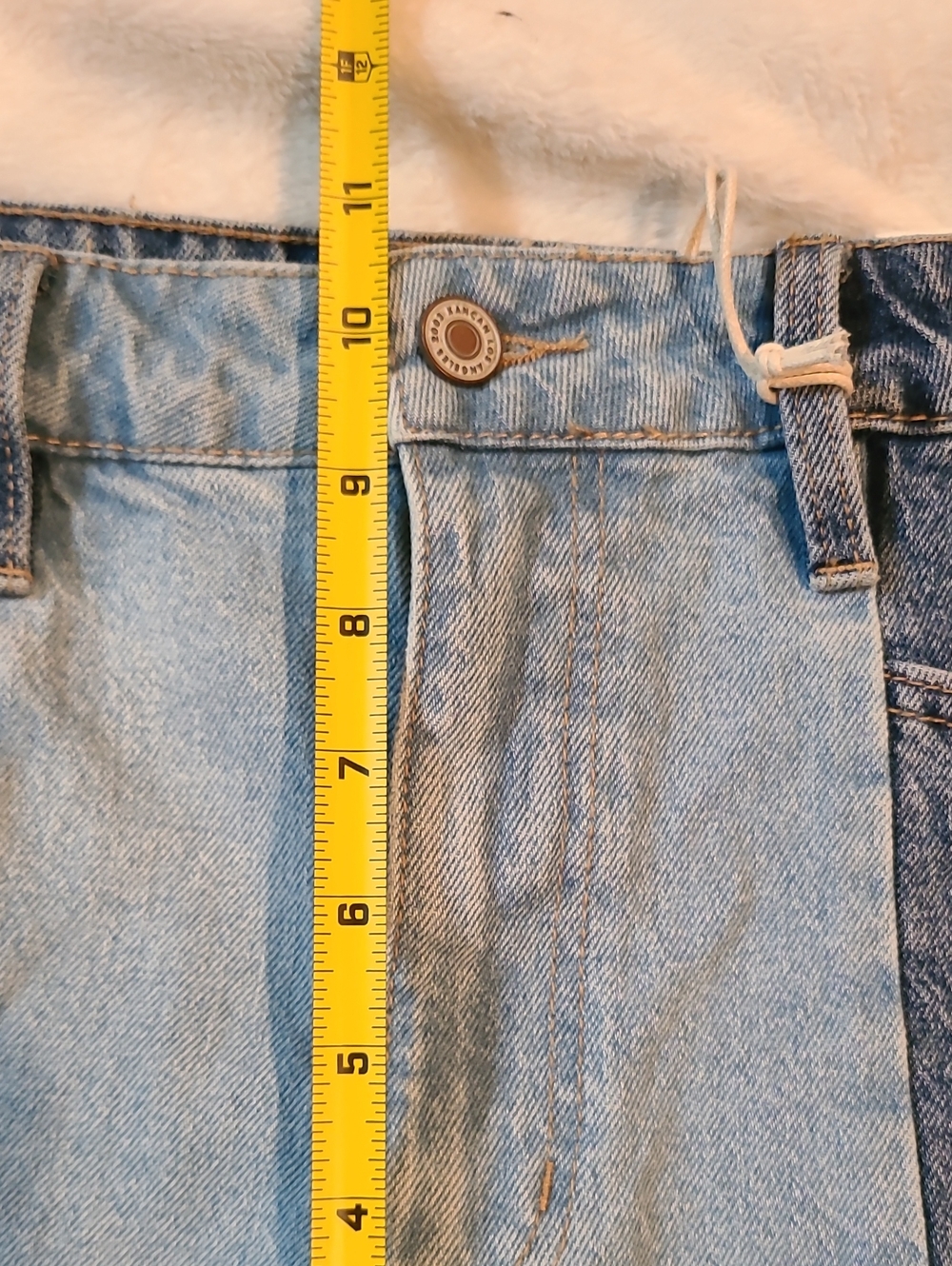 KanCan Two-Tone Patchwork Denim Shorts in Light & Dark Blue - Picture 6 of 7